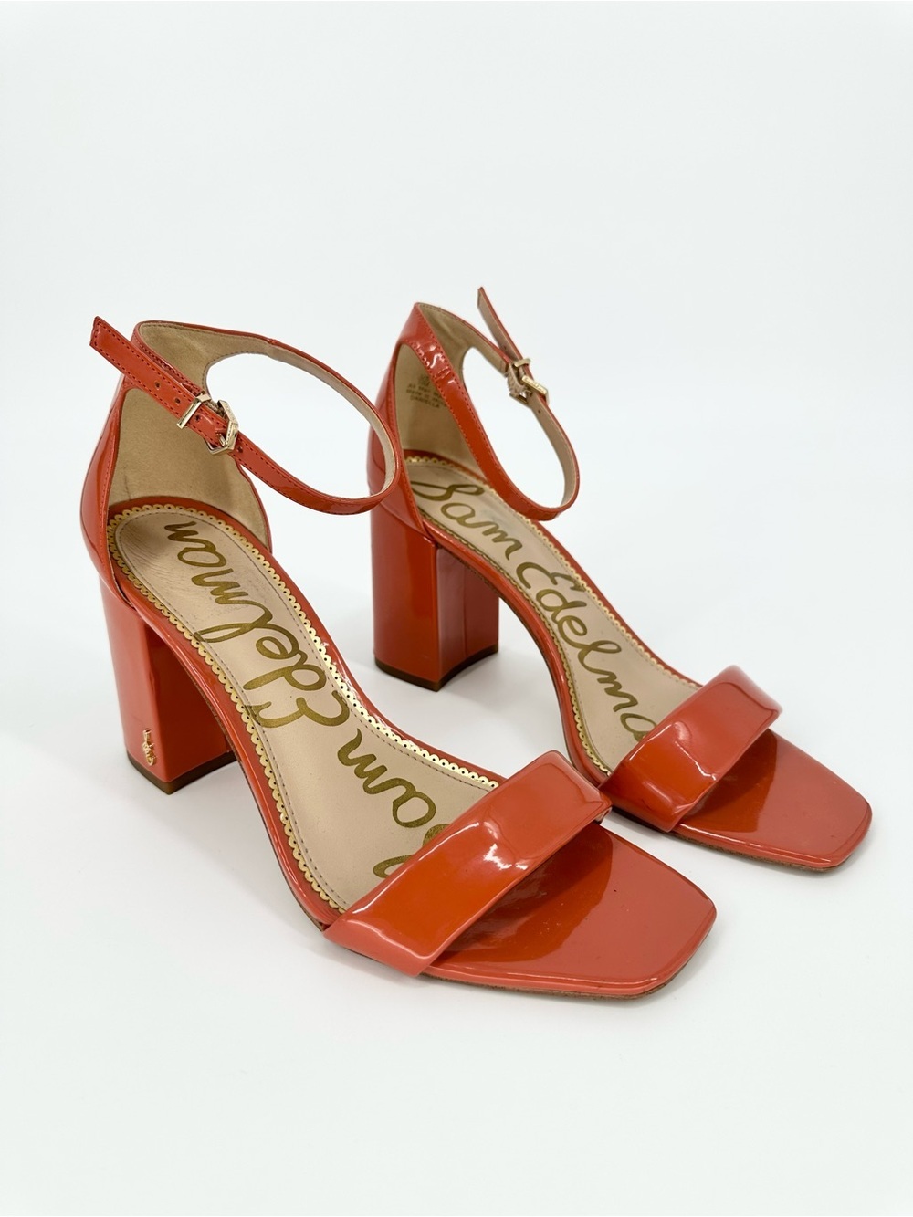 Sam Edelman Daniella Orange Patent Sandals Heeled